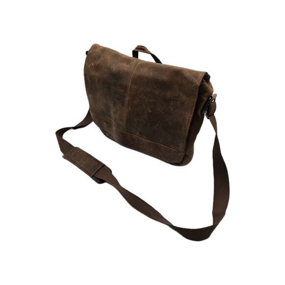 Wilsons Leather Messenger Bag Brown Vintage Legal Breifcase Shoulder Distressed - Picture 1 of 16